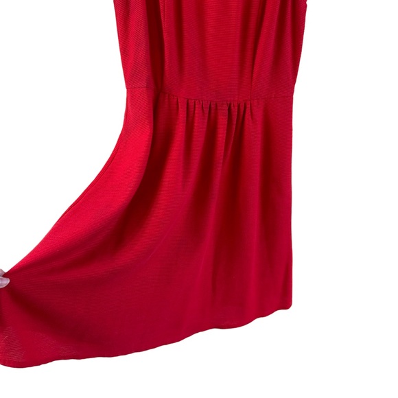 Maeve Anthropologie Sleeveless Red Lattice Neck Cotton Blend Midi Dress - Picture 6 of 15